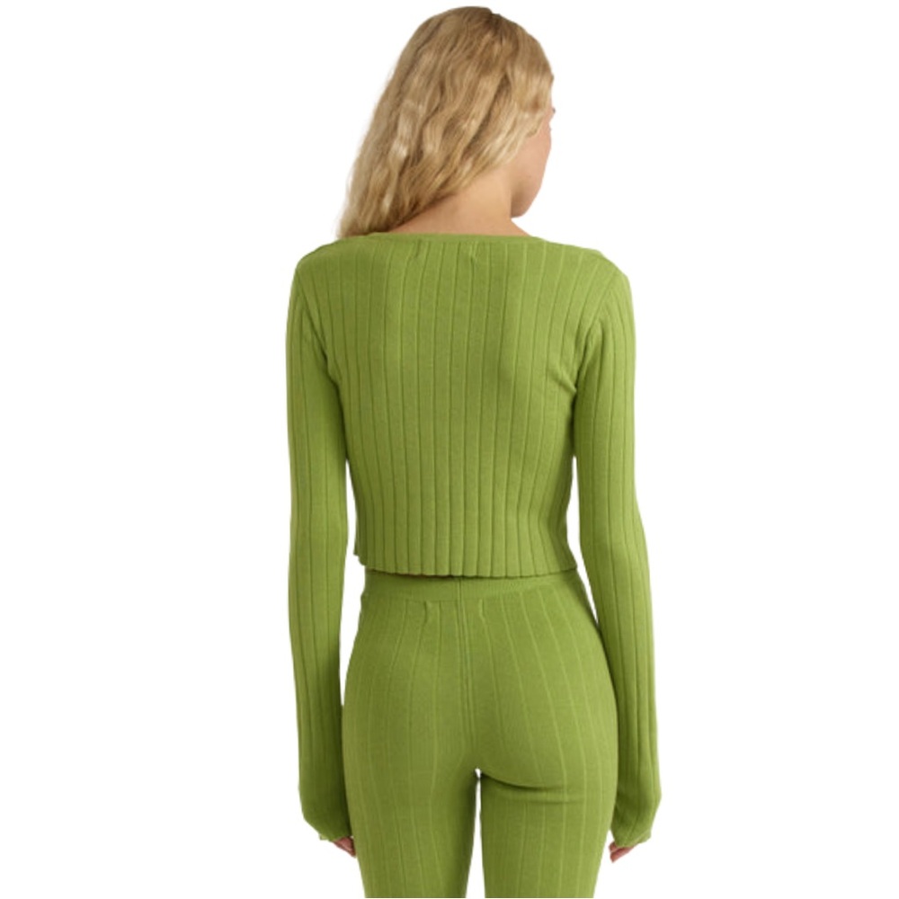 Organic Basics Lime Green Ribbed Button Cardigan - Picture 5 of 9